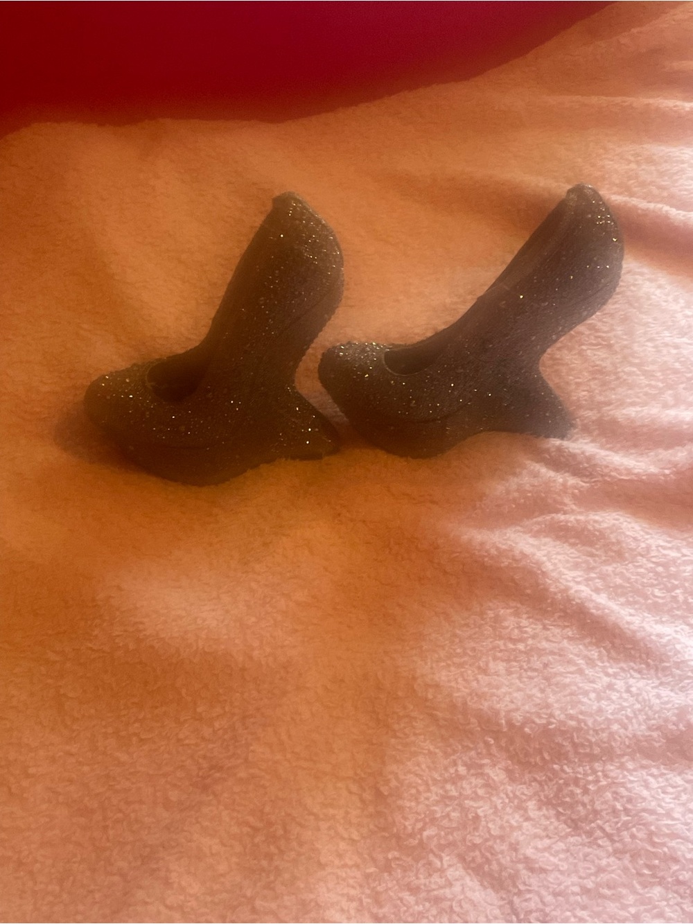 Dollhouse Black Glitter Sculpted Platform Heels
